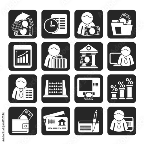 Silhouette Bank and Finance Icons