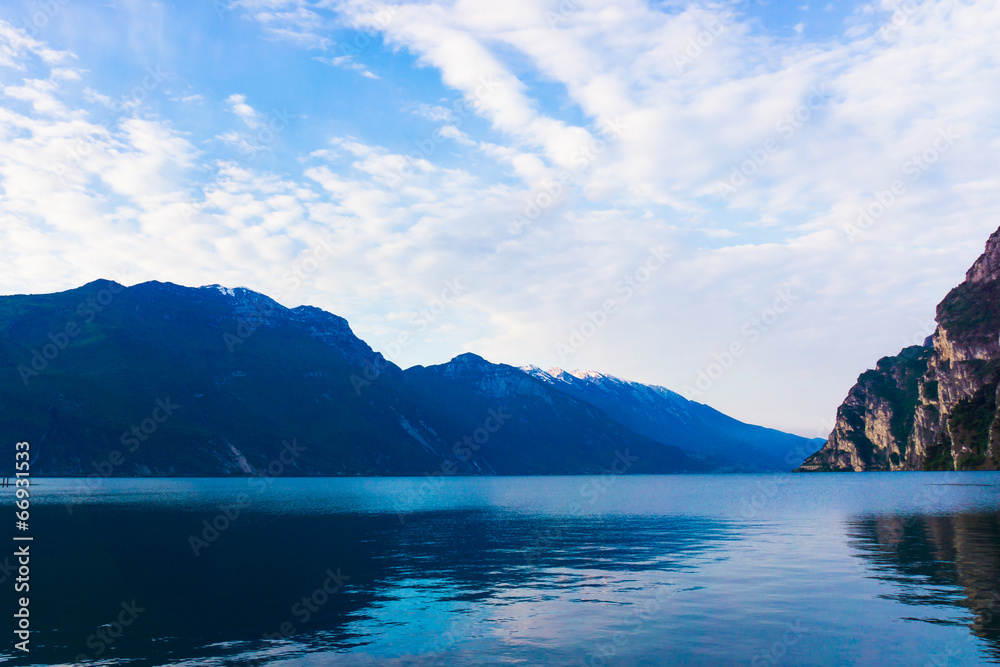 riva del garda.  Mountain lake Lago di Garda
