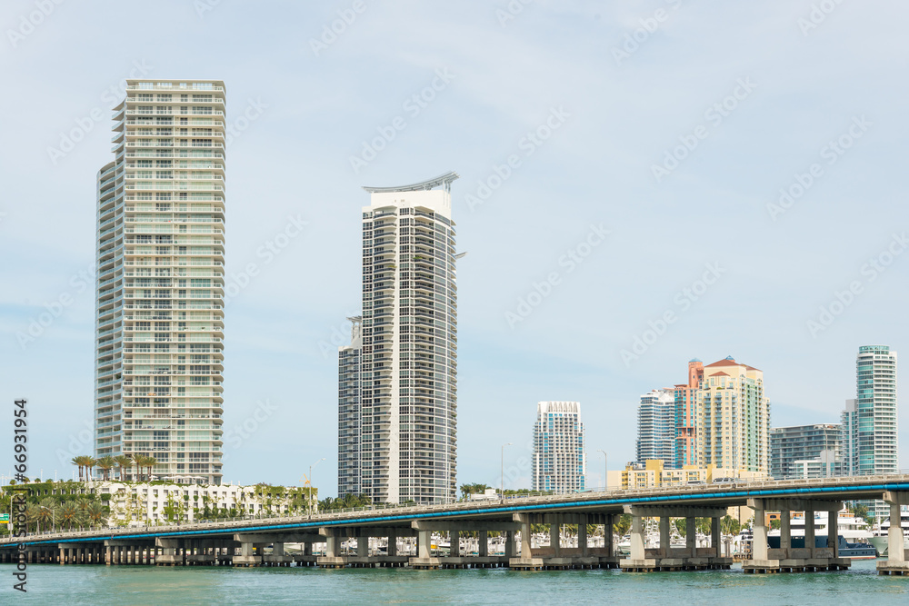 Modern residencial buildings on Miami Beach