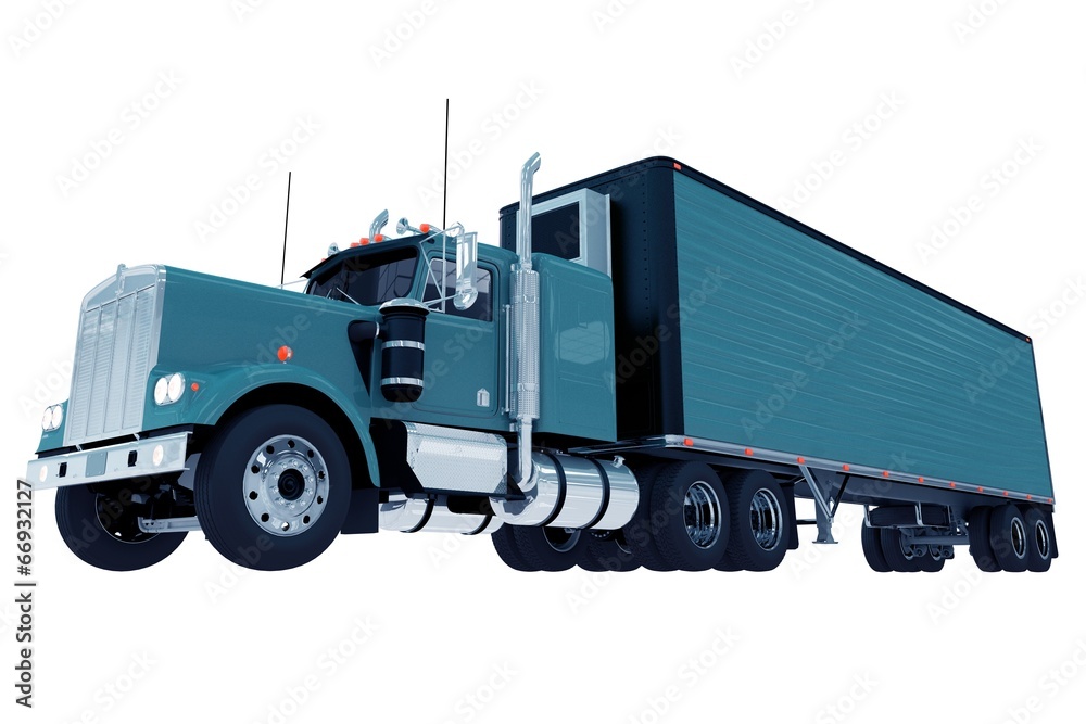 Blue Truck with Trailer Isolated Blue Truck with Trailer Isolated