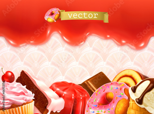 Sweet background, vector illustration