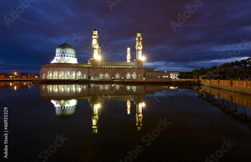 Kota Kinabalu city mosque at sunrise in Sabah, Malaysia