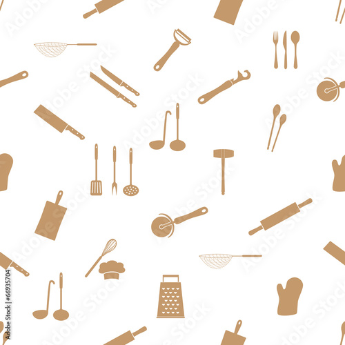 home kitchen cooking utensils seamless pattern eps10