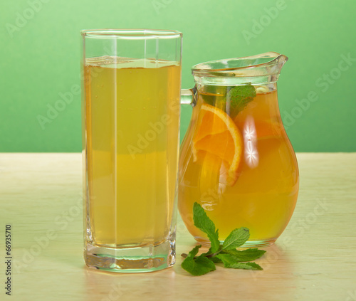 Tea, orange drink and spearmint