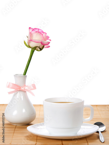 Wallpaper Mural Rose in vase with, tea-things Torontodigital.ca