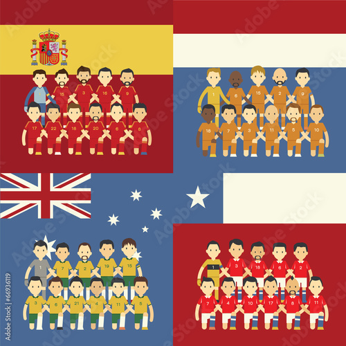 Football team and flag, Group B