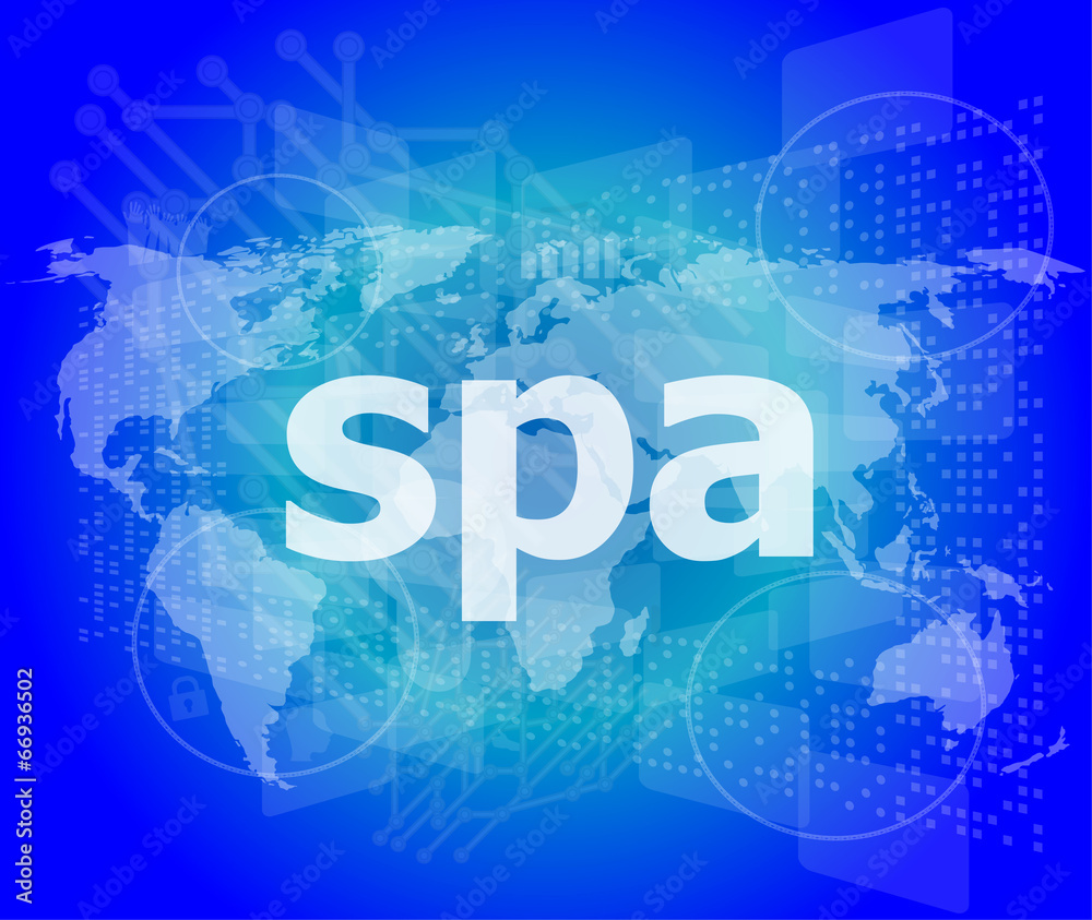 Fototapeta premium words spa on digital touch screen background