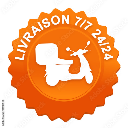 livraison 7 sur 7 24 sur 24 sur bouton web denté orange