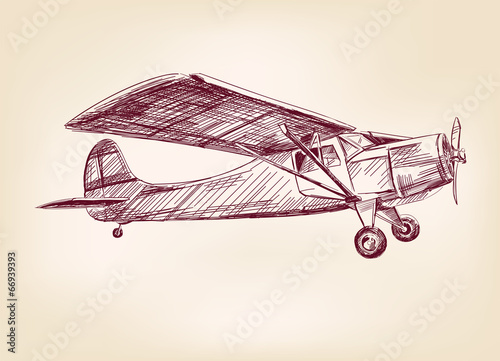 plane  hand drawn vector llustration realistic sketch