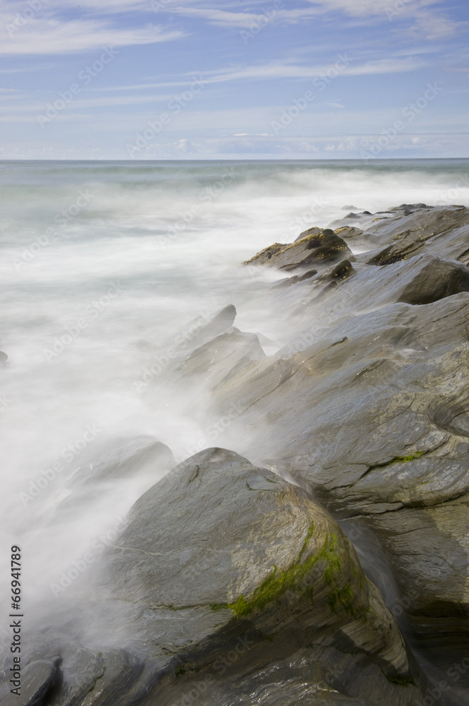 Fototapeta premium Long exposure photograph of the Cornish coast, UK.