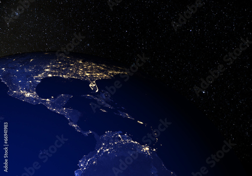 Fototapeta Naklejka Na Ścianę i Meble -  The Earth from space at night. Central America.