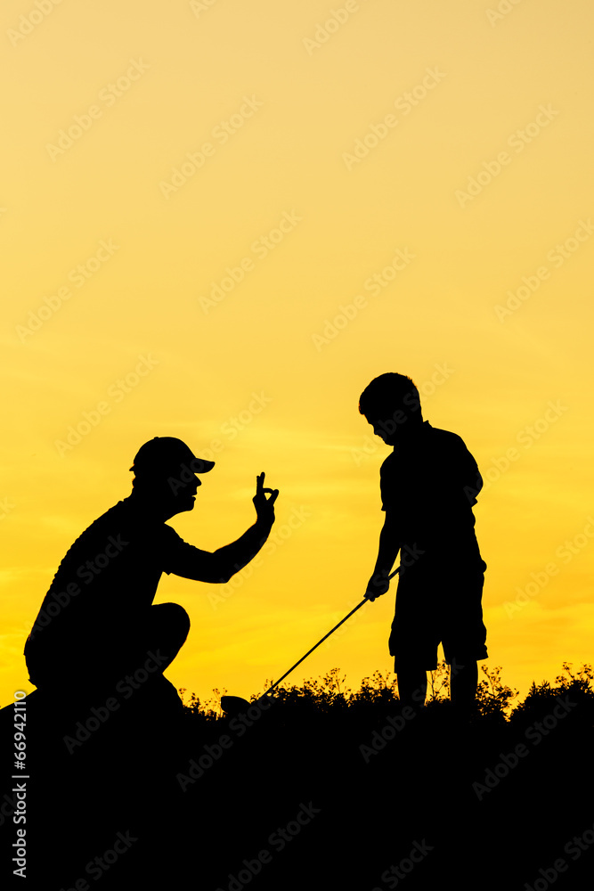 Obraz premium Golf sunset silhouette