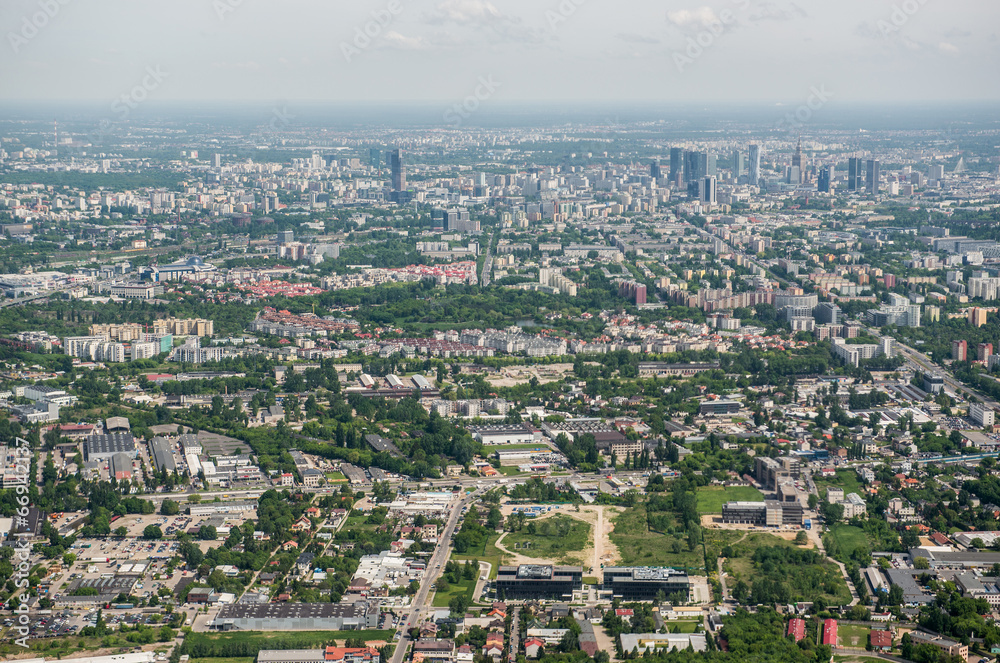 Aerial view on Warsaw, capital of Poland