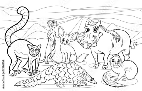 african animals cartoon coloring page