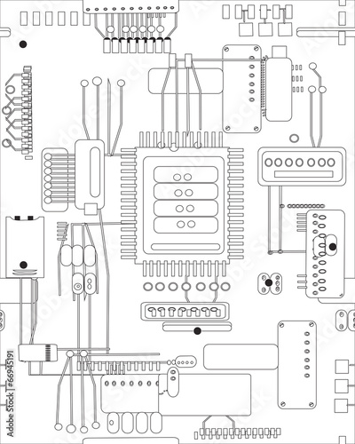 circuit board in black and white