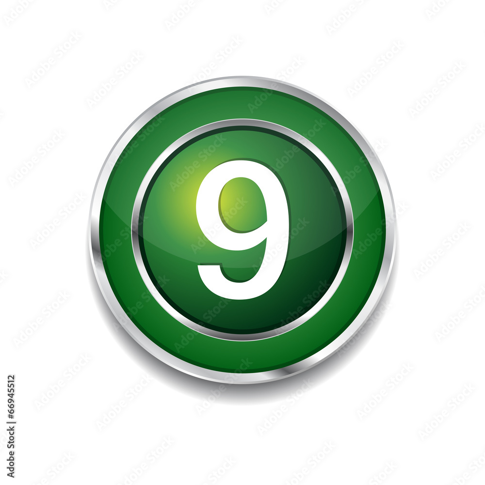 9 Number Circular Vector Green Web Icon Button 9 Number Circular Vector Green Web Icon Button