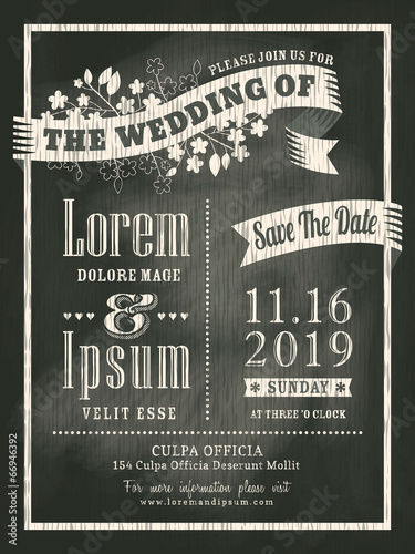 Chalkboard Wedding Invitation card background