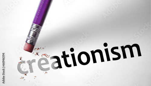 Konstfotografi Eraser deleting the concept Creationism
