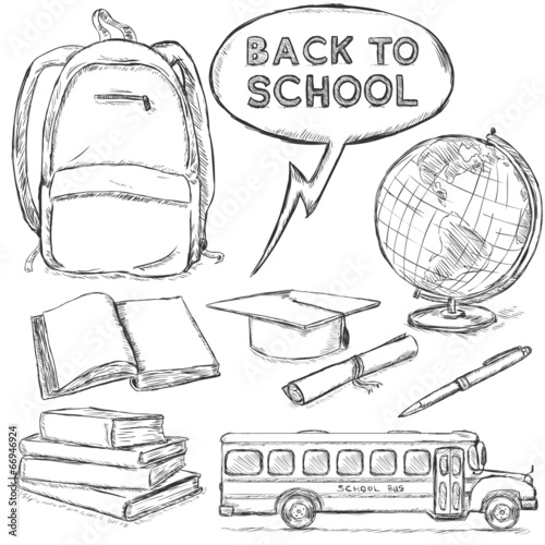 Vector Set of Sketch Education Objects.