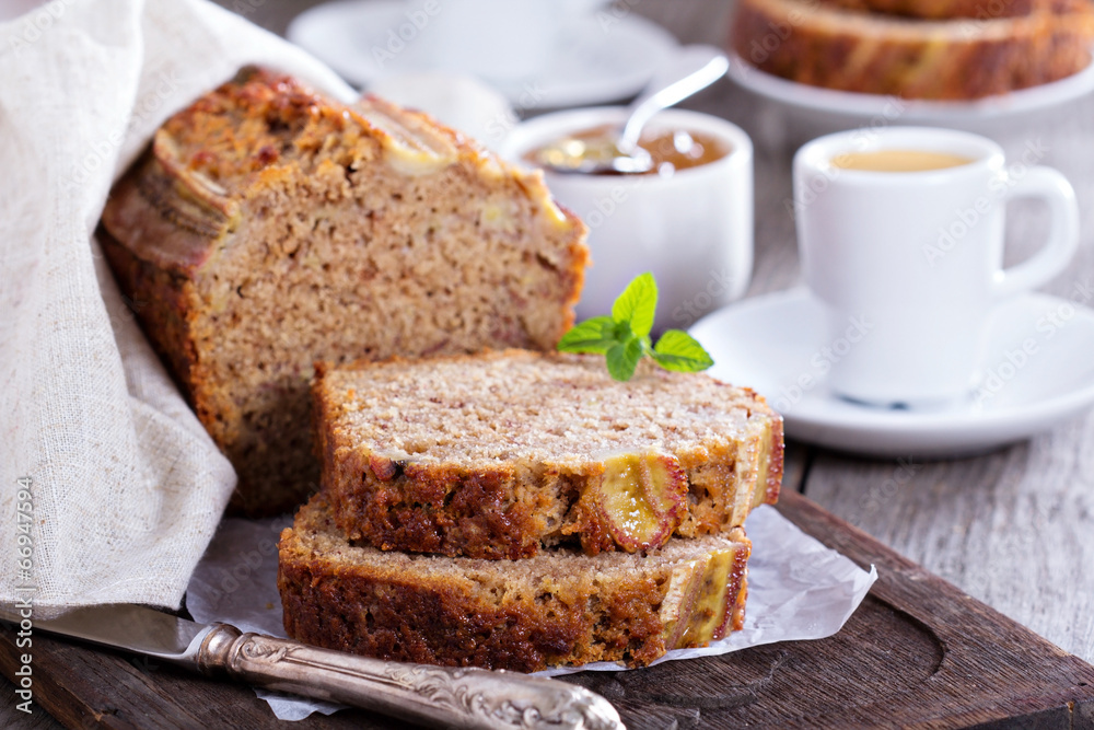 Banana bread on a cutting board Banana bread on a cutting board