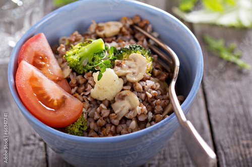 Buckwheat with mushrooms and vegetables