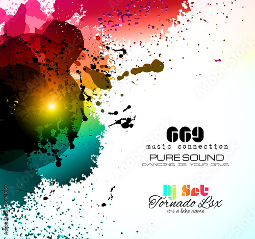 PArty Club Flyer for Music event with Explosion of colors
