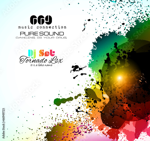 PArty Club Flyer for Music event with Explosion of colors