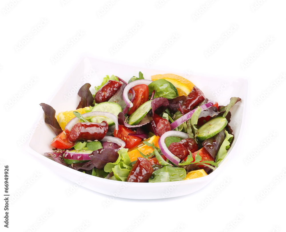 Salad with sausages. Salad with sausages.