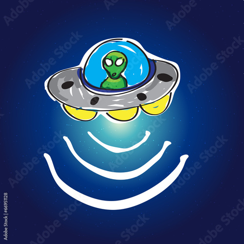 UFO in space with stars