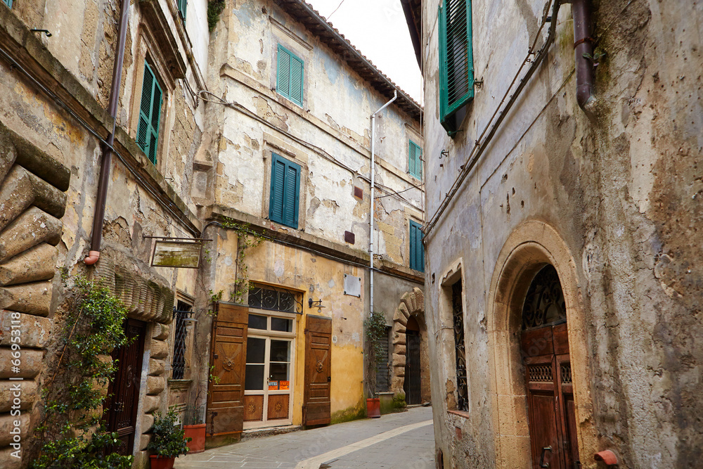 Street of the medieval village. Italy, Tuscany