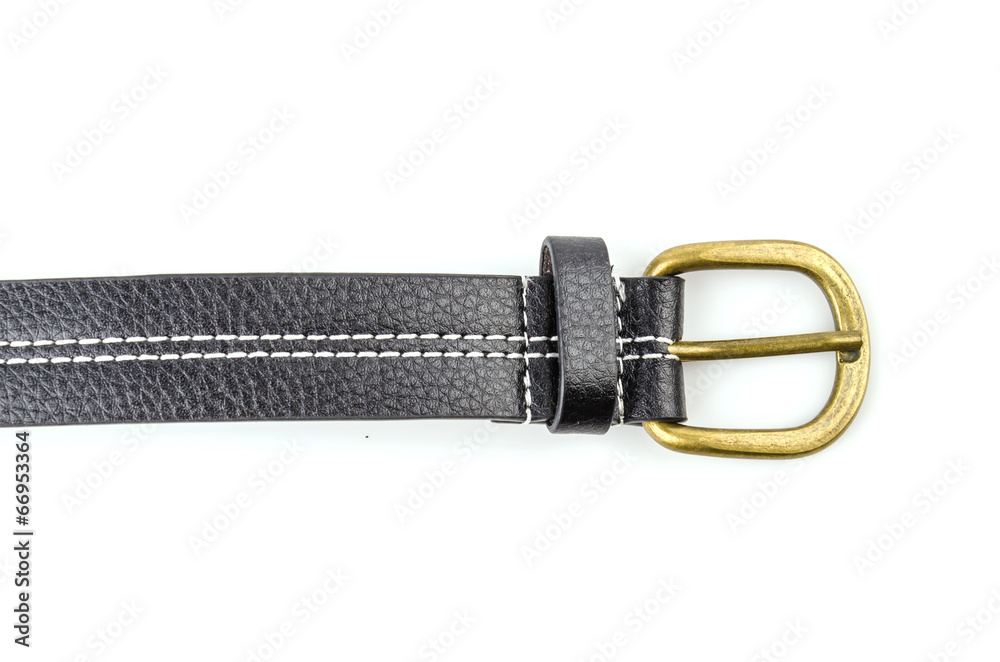 Black leather belt isolated white background Black leather belt isolated white background