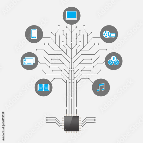 Set of infographics Social Media in the form of tree technology