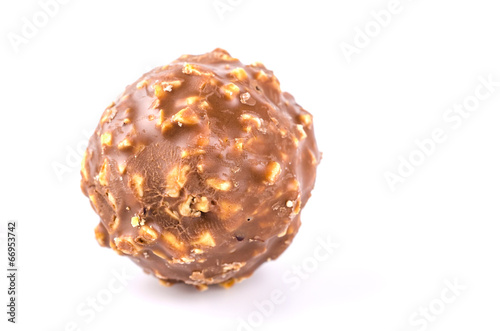 Chocolate ball isolated white background