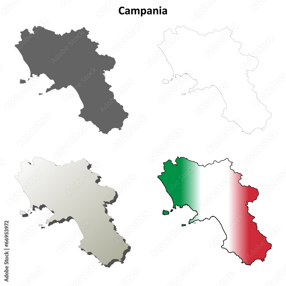 Campania blank detailed outline map set