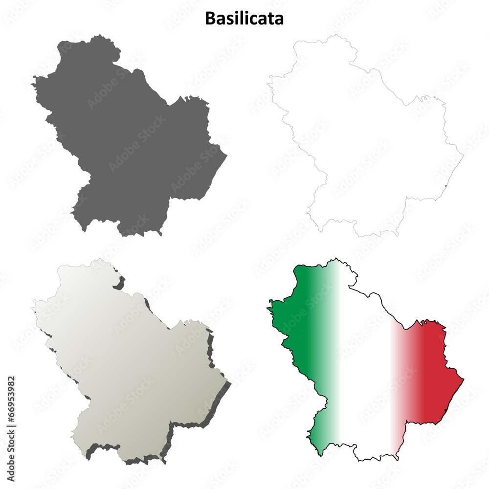 Basilicata blank detailed outline map set
