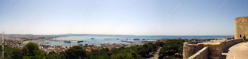 Panorama di palma de Mallorca dal Castello di Bellver