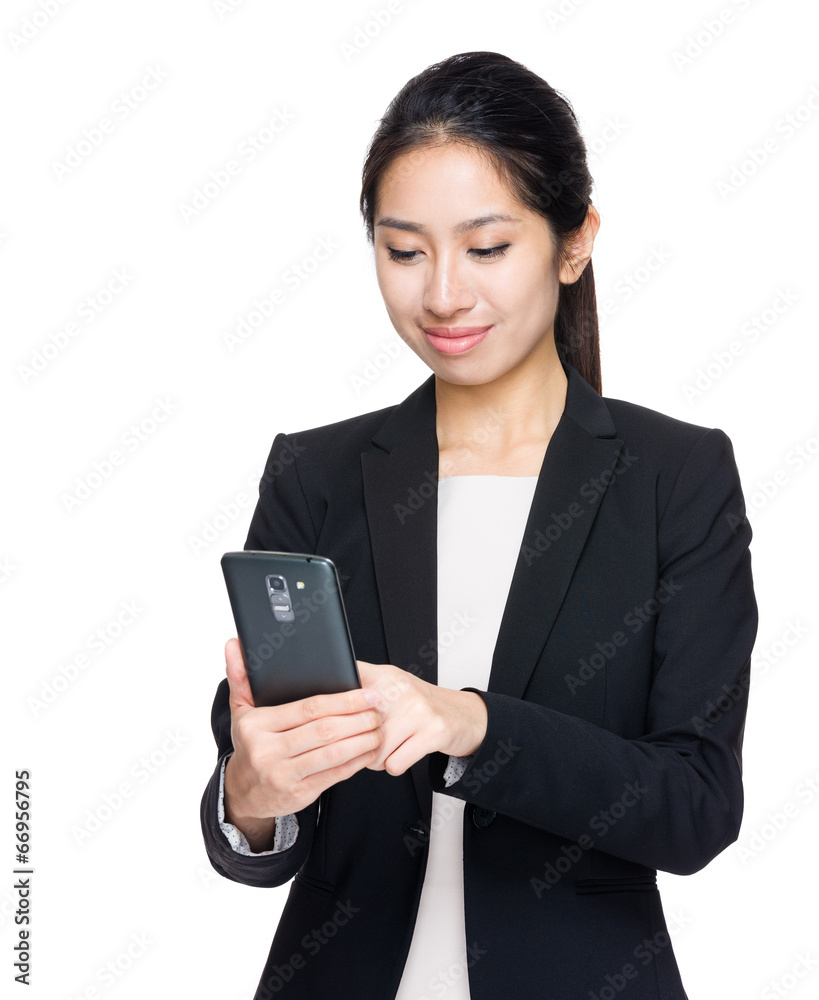 Business woman touch on mobile phone Business woman touch on mobile phone