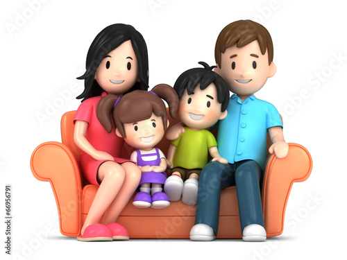 3d render of a happy family