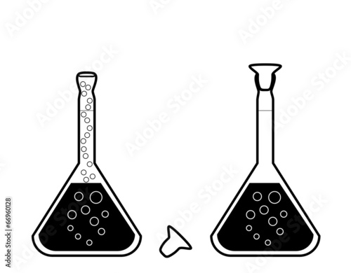 Chemical volumetric flask with solution