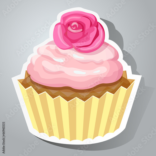 Sweet sticker with cupcake