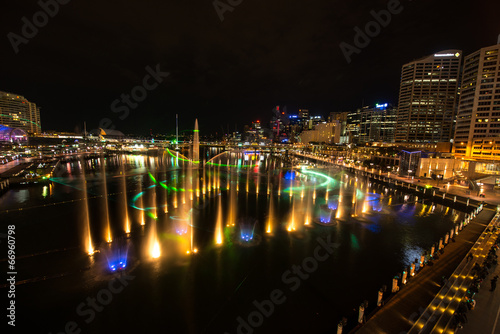 Sydney, Australia - June 5 : Darling Harbour Light shown during