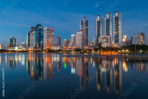 Bangkok night with reflection