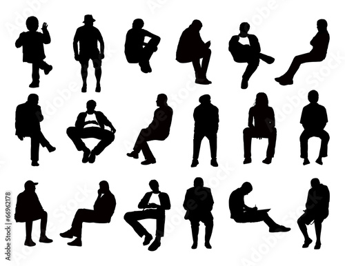 big set of men seated silhouettes photo