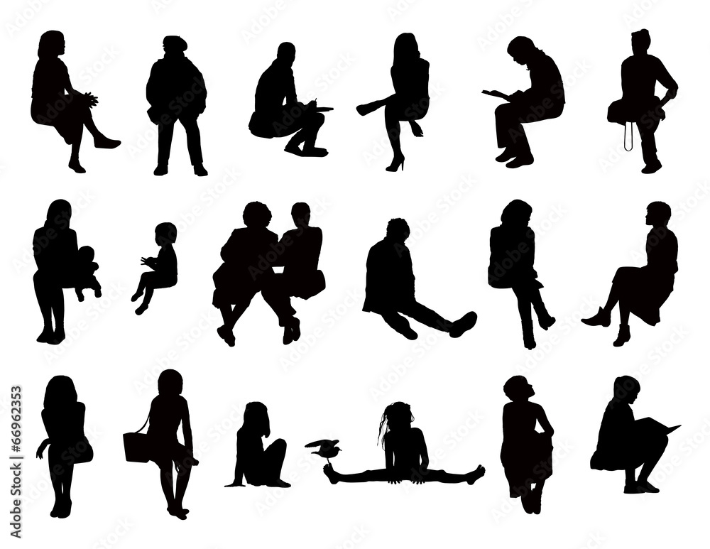 big set of women seated silhouettes Stock Illustration Adobe Stock