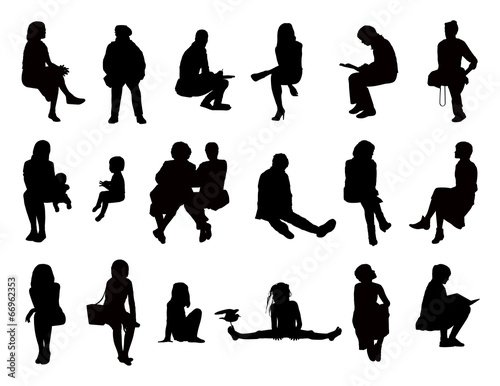 Fotografija big set of women seated silhouettes