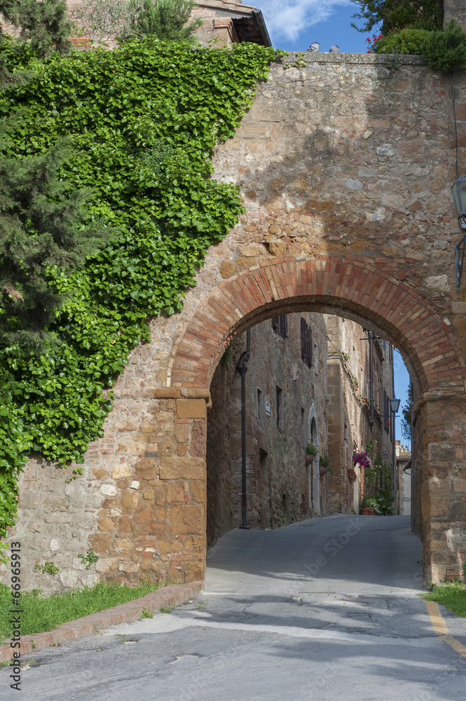 Medieval Gate in Pienza, Tuscany, Italy