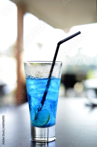 Blue iced lemon soda