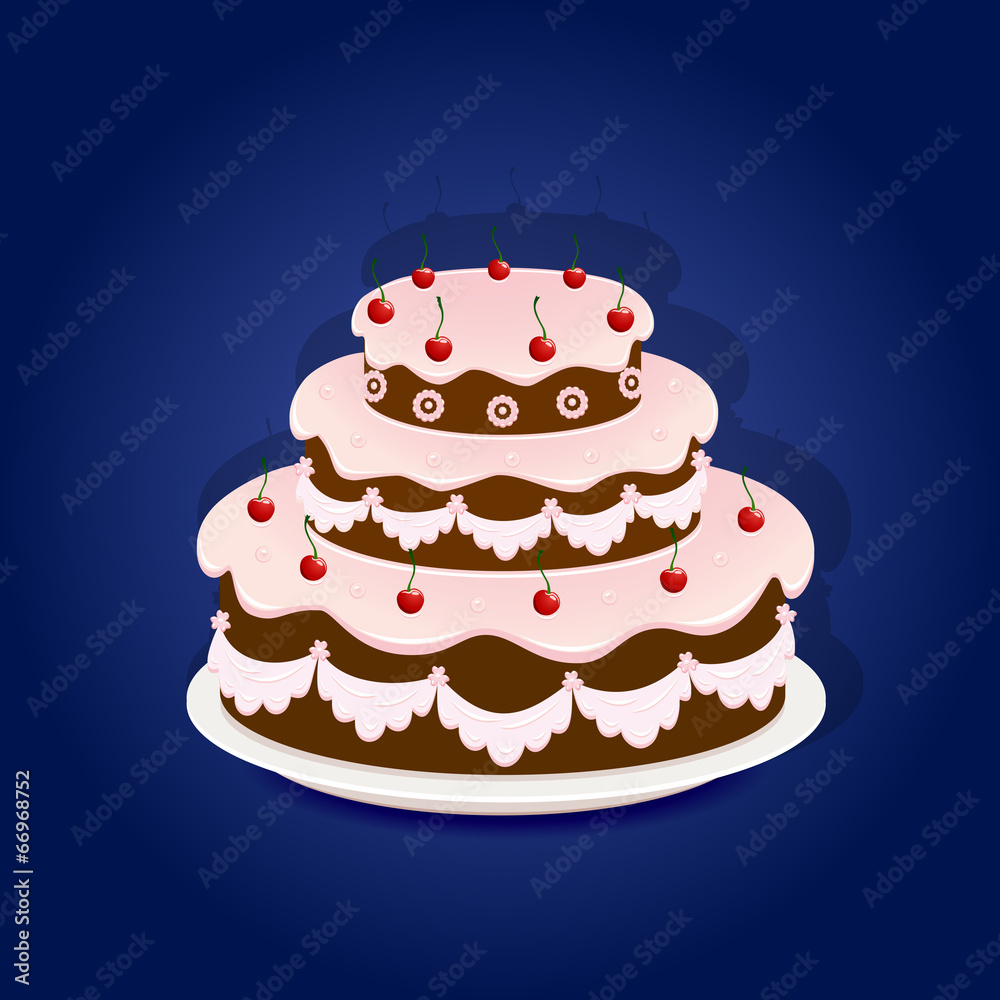 Birthday cake on blue background Birthday cake on blue background