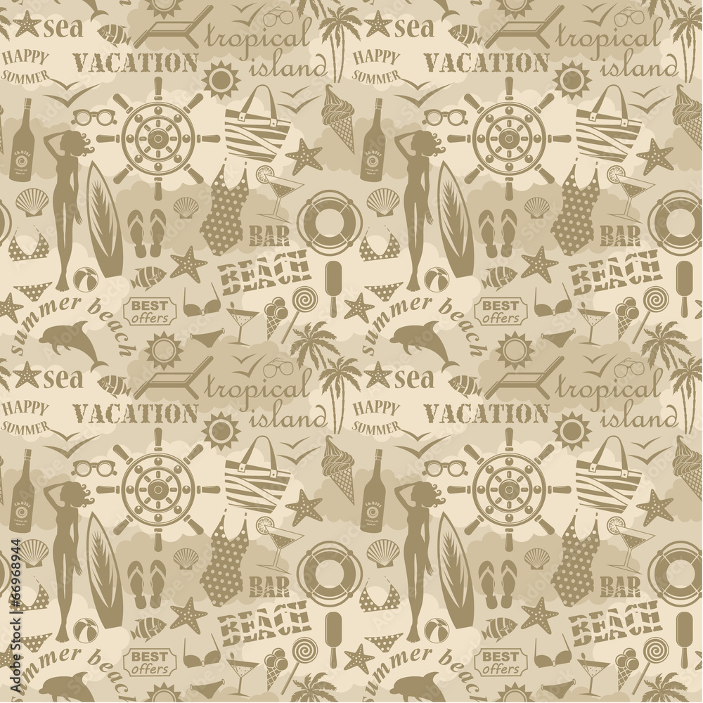Fototapeta premium Seamless beach pattern