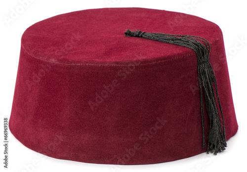 Traditional Turkish hat called fez isolated on white